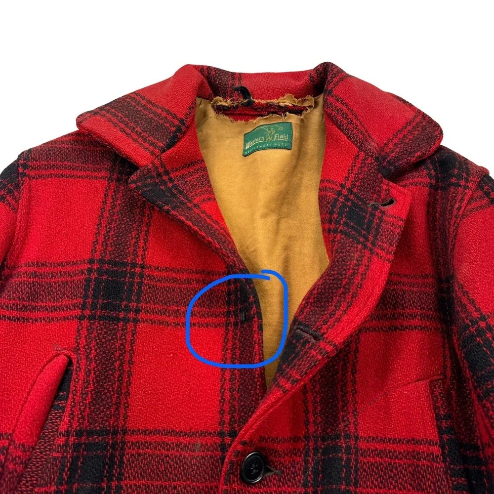 Vintage 50s Western & Field Montgomery Ward Wool Plaid Hunting Jacket - Medium